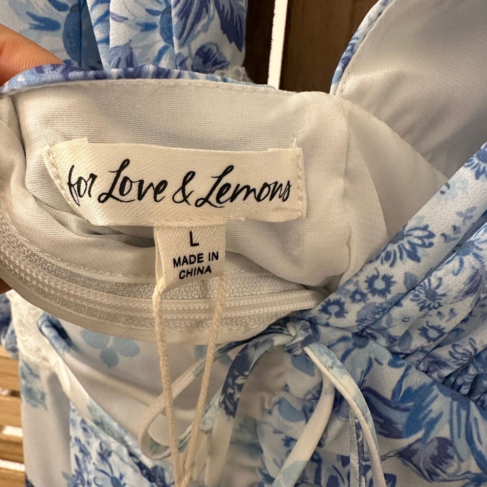 For Love & Lemons Rosalyn Mini Dress in Blue size L NWT - Picture 6 of 6